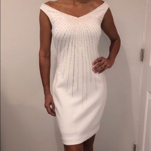 Calvin Klein white off shoulder cocktail dress
